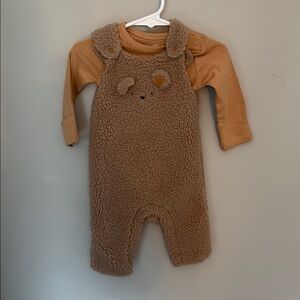 NWOT Adorable Brown Fleece Bear Romper 0-3M